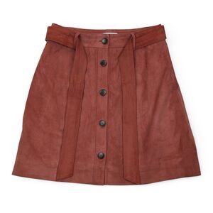 Joie Neida 100% Lamb Leather Button Front Mini Skirt Desert Spice Size 6